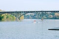 Schuylkill River Regatta competition Strawberry Mansion Bridge Royalty Free Stock Photo