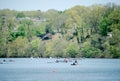 Schuylkill River Regatta competition Strawberry Mansion Bridge Royalty Free Stock Photo