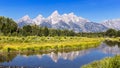 Schwabacher landing with its reflection. Grand Teton Royalty Free Stock Photo