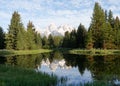 Schwabacher Landing with the Reflection of the Teton Mountains in the Pond Royalty Free Stock Photo