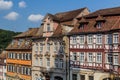 SCHWABISCH HALL, GERMANY - AUGUST 30, 2019: Old houses at Marktplatz (Market Square) in Schwabisch Hall, Germa Royalty Free Stock Photo