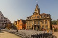 SCHWABISCH HALL, GERMANY - AUGUST 30, 2019: Town hall at Marktplatz (Market Square) in Schwabisch Hall, Germa Royalty Free Stock Photo