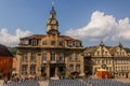 SCHWABISCH HALL, GERMANY - AUGUST 30, 2019: Town hall at Marktplatz (Market Square) in Schwabisch Hall, Germa Royalty Free Stock Photo