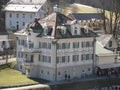 Schwangau is called the `village of royal castles`, it is located under a mountain, over which Neuschwanstein and Hohenschwangau r Royalty Free Stock Photo