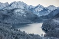 Schwansee at wintertime, Bavarian Alps, Germany