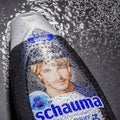 Schwarzkopf shampoo isolated on stone slate background.