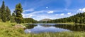 Schwarzsee in Carinthia, the three lakes circuit Turracher Hoehe in Austria, a panorama.