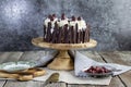 schwarzwald cake with bowl with cherries Royalty Free Stock Photo