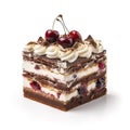 Schwarzwalder Kirschtorte on white background, Generative AI Royalty Free Stock Photo