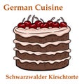 SchwarzwÃÂ¤lder Kirschtorte. Traditional German desert on a white background Royalty Free Stock Photo