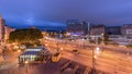 The Schwedenplatz is a square in central Vienna, located at the Danube Canal aerial night to day timelapse Royalty Free Stock Photo