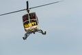 Schweizer 300 helicopter operated by aerial flying at the motorsport event jaenner rallye