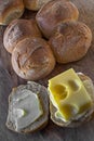 Swiss bread rolls `Schweizer Vierlinge` and original Emmental cheese