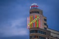 Schweppes neon sign of Edificio Capitol (or Carrion) Building at Gran Via Street - Madrid, Spain