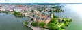 Schwerin Castle in Germany Europe aerial view nice weather the most beautiful castle Royalty Free Stock Photo