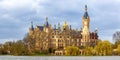 Schwerin Castle Schweriner Schloss Parliament Government Mecklenburg-Vorpommern panoramic view in Germany