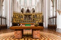 Interior view of the Cathedral of Schwerin, Germany. Low angle view of organ