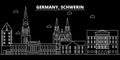 Schwerin silhouette skyline. Germany - Schwerin vector city, german linear architecture, buildings. Schwerin travel