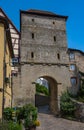 Schwibbogentor Schwibbogen gate, Hohenstaufertor or Staufertor in Bad Wimpfen. Neckar Valley, Kraichgau, Baden-WÃÂ¼rttemberg,