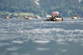 Swimming car meeting in the Salzkammergut Traunsee, Gmunden district, Upper Austria, Austria