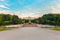 SchÃÂ¶nbrunn Palace Gloriette, the Neptune Fountain and Great Parterre in Vienna Royalty Free Stock Photo