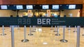 Barrier in front of the check-in area at Berlin Brandenburg Airport BER Willy Brandt