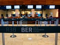 Barrier in front of the check-in area at Berlin Brandenburg Airport BER Willy Brandt