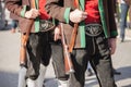 SchÃÂ¼tzen in typical costume during an autumn local celebration in Val Isarco South Tirol