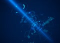 Sci fi abstract cyberspace background with ray of light. Futuristic technology concept with HUD elements. vector illustration Royalty Free Stock Photo