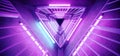 Sci Fi Alien Hi Tech Vibrant Realistic Triangle Shaped Metal Construction With Neon Glowing Ultraviolet Purple Blue Lights Grunge