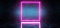 Sci Fi Background Dark Concrete Futuristic Modern Empty Room With Neon Glowing Purple Vibrant Pink Rectangle Shaped Neon Tube