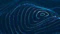 Sci-fi background. Digital wave with many particles. Big data visualization. Template for festive presentation. 3d Royalty Free Stock Photo