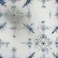 Sci-fi baroque snowflake patterns with mechanized forms and muted whimsy (tiled