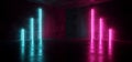 Sci Fi Blue Pink Purple Neon Futuristic Cyberpunk Glowing Retro Modern Vibrant Lights Laser Show Empty Stage Room Hall Reflective