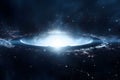 sci-fi concept, black hole, bright circle light, closeup, Generated AI Royalty Free Stock Photo