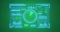 Sci-Fi Digital Interface: Glowing Cyan Radar & Data on Green Screen Royalty Free Stock Photo