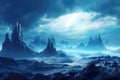 Sci-fi enchantment: surreal landscape of an unknown alien world