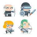 Sci-fi Fantasy Techno Knight Cybernetic Technomage Programmer Engineer RPG Game Character Vector Icons Set Vector