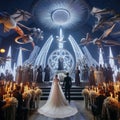 150 Sci-fi fantasy wedding_ The ceremony combines elements rom Royalty Free Stock Photo