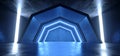 Sci Fi Futuristic Arch Blue Glowing Dark Grunge Reflective Concrete Tunnel Corridor Hallway Alien Spaceship Virtual Reality Empty