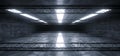 Sci Fi Futuristic Concrete Grunge Reflective Spaceship Led Laser Panel Stage Metal Structure Lights Long Hall Room Corridor Tunnel