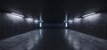 Sci Fi Futuristic Concrete Grunge Reflective Spaceship Led Laser Panel Stage Metal Structure Lights Long Hall Room Corridor Tunnel