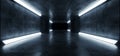 Sci Fi Futuristic Concrete Reflective Studio Stage Tunnel Underground Corridor Hallway Led Lights Glowing White Blue Dark Night