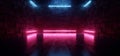 Sci FI Futuristic Cyber Grunge Concrete Laser Neon Glowing Purple Blue Corridor Tunnel Stone Block Walls Showroom Podium Night