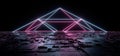 Sci Fi Futuristic Cyber Virtual Schematic Motherboard Floor Texture Refelctive Neon Glowing Triangle Shaped Arc Lines Purple Blue