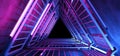 Sci FI Futuristic Elegant Alien Modern Hi Tech Neon Glowing Purple Pink Blue Triangle Metal Structure Corridor Tunnel Grunge