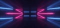 Sci Fi Futuristic Neon Glowing Purple Blue Laser Lines Reflective Concrete Grunge Dark Night Show Stage Entrance Garage