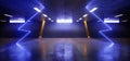 Sci Fi Futuristic Neon Lights Arrow Shape Hall Dark Empty Underground Tunnel Corridor Stairs Signs Lights Purple Blue Glowing Royalty Free Stock Photo