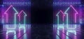 Sci Fi Futuristic Neon Retro Modern Blue Purple Arrow Pointers Thunders Electricity Warehouse Garage Room Tunnel Corridor Concrete