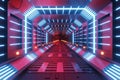 Sci-fi futuristic techno neon cube glowing lights design. Abstract background, Modern Design, 3d Rendering